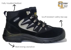 Grafters Steel Toe Mens Hiker Black Safety Ankle Boots 7 8 9 10 11 12 13