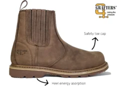 Grafters Steel Toe Boots Mens Leather Dark Brown Safety Boots 7 8 9 10 11 12 13