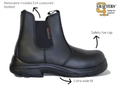 Grafters Steel Toe Super Wide Boots Mens Black Safety Boots 7 8 9 10 11 12 13