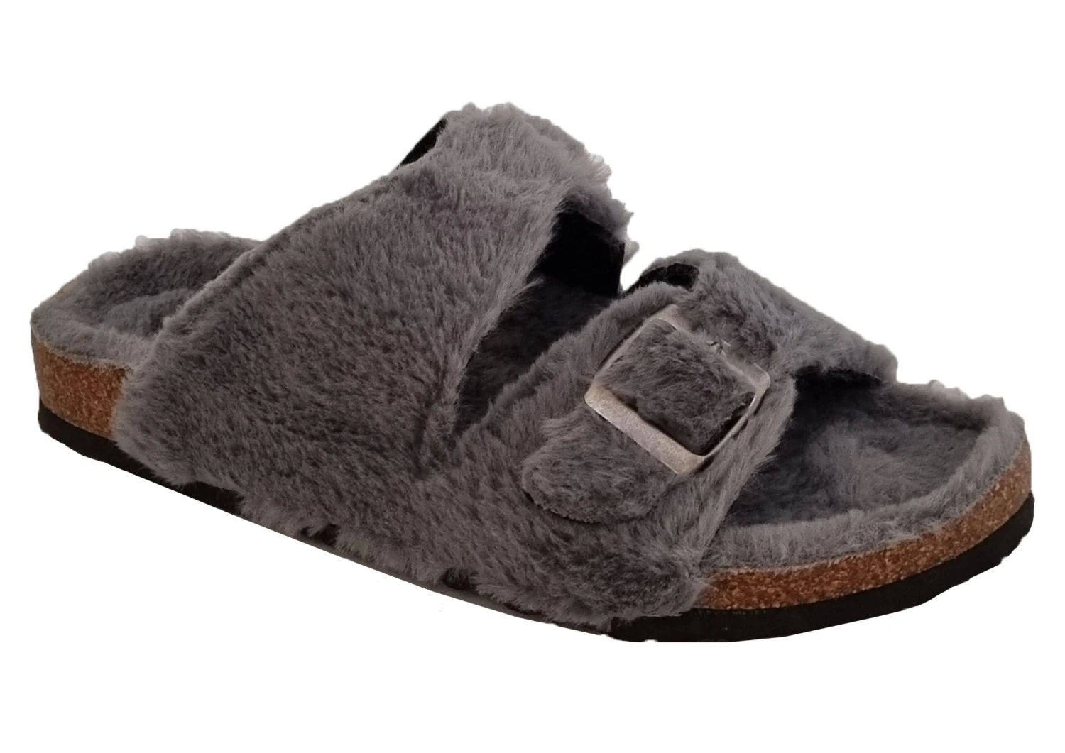 Ladies Ella Grey Jessica Double Buckle Fleece Lined Mule Slipper 2 Ladies Ella Grey Jessica Double Buckle Fleece Lined Mule Slipper - Image 2
