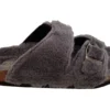 Ladies Ella Grey Jessica Double Buckle Fleece Lined Mule Slipper