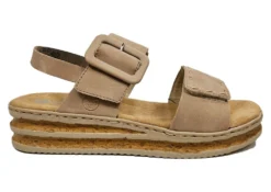 Rieker Low Wedge Buckle Sandals Womens Strappy Summer Sandals Size 3 4 5 6 7 8