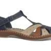 Rieker Ladies Fastening Strap Blue/ Brown Comfort Summer Sandals