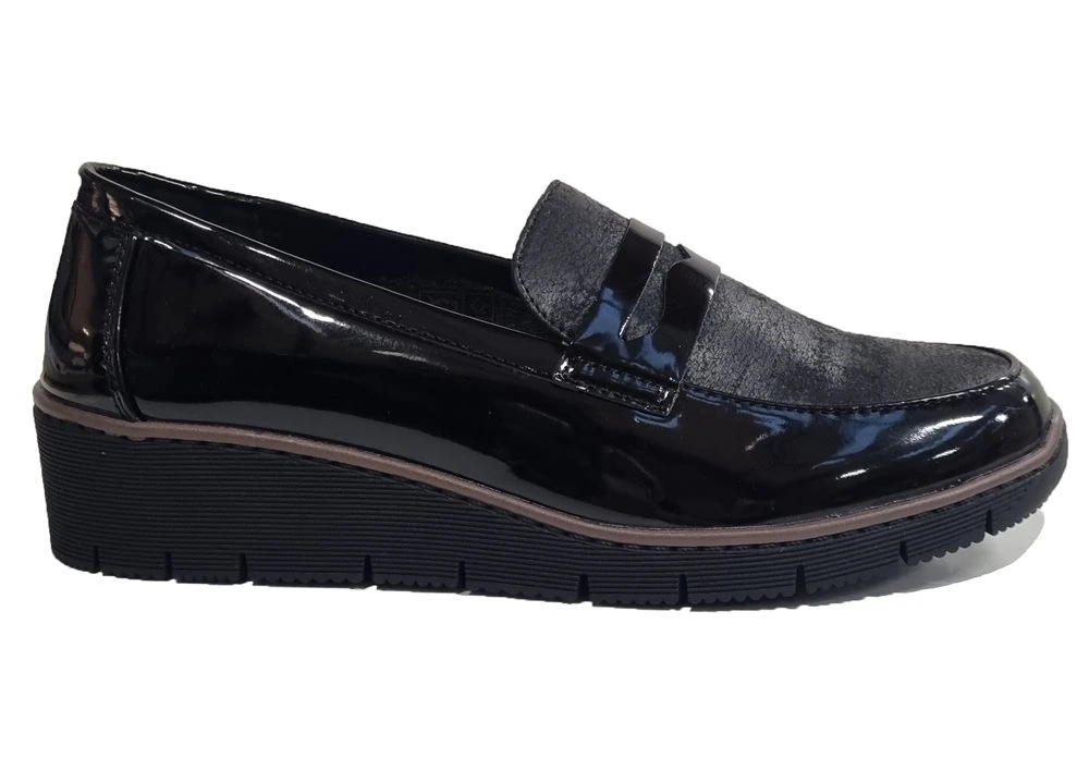 Ladies Low Wedge Shoes Black Patent Work Shoes Comfortable Shoe Size 3-8 NEW 2 Ladies Low Wedge Shoes Black Patent Work Shoes Comfortable Shoe Size 3-8 NEW - Image 2