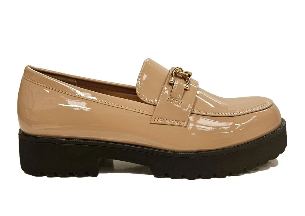 Truffle Patent Chunky Loafers Womens Slip On Chunky Shoes Size 3 4 5 6 7 8 Nude 2 Truffle Patent Chunky Loafers Womens Slip On Chunky Shoes Size 3 4 5 6 7 8 Nude - Image 2