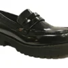 Truffle Patent Chunky Loafers Womens Slip On Chunky Shoes Size 3 4 5 6 7 8 Black