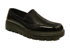 Ladies Low Wedge Loafers Womens Slip On Low Wedge Smart Shoes Size 3 4 5 6 7 8 Black