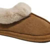 Ladies Faux Fur Slipper Booties Womens Slip On Christmas Slippers Size 3 4 5 6 7 8 Tan