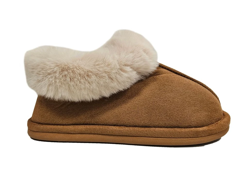 Ladies Faux Fur Slipper Booties Womens Slip On Christmas Slippers Size 3 4 5 6 7 8 Tan 2 Ladies Faux Fur Slipper Booties Womens Slip On Christmas Slippers Size 3 4 5 6 7 8 Tan - Image 2