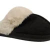 Ladies Faux Fur Slippers Womens Slip On Christmas Slippers Size 3 4 5 6 7 8 Black