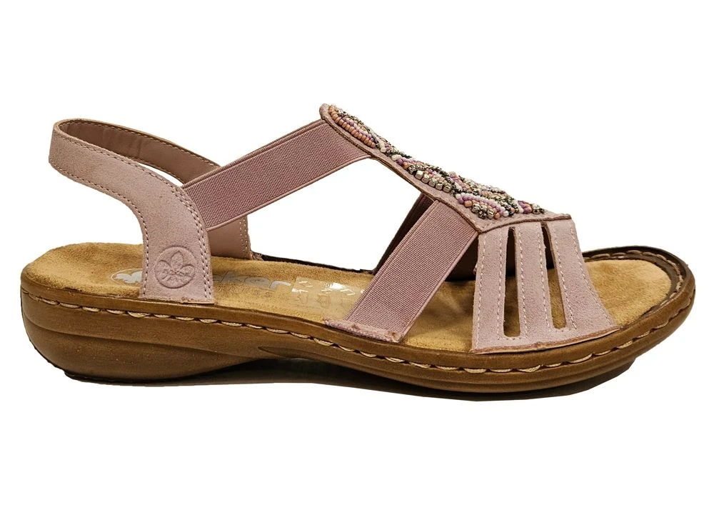 Rieker Antistress Sandals Womens Comfort Jewelled Sandals Size 3 4 5 6 7 8 Pink 2 Rieker Antistress Sandals Womens Comfort Jewelled Sandals Size 3 4 5 6 7 8 Pink - Image 2