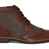 Mens Roamers Tan Herringbone Lace Up Smart Ankle Boots