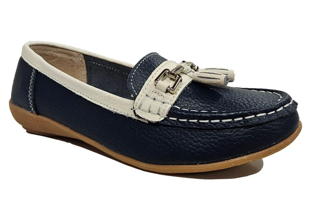 Womens Leather Wide Fit Comfort Tassel Loafers Flat Summer Shoes Size 3 4 5 6 7 8 Navy 1 Womens Leather Wide Fit Comfort Tassel Loafers Flat Summer Shoes Size 3 4 5 6 7 8 Navy