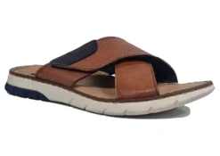 Rieker Slip On Sandals Mens Leather Summer Mules Pool Slides Size 7 8 9 10 11 12 Brown