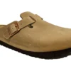 Birkenstock Boston Mens Leather Clogs Slip On Sandals Size 7 8 9 10 11 12 Taupe