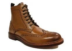 Mens Brogue Boots Mens Leather Smart Ankle Boots Size 7 8 9 10 11 12 Tan