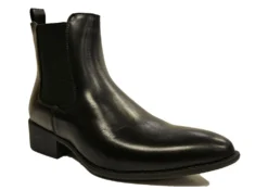 Mens Pull On Chelsea Boots Mens Pointed Toe Smart Ankle Boots Size 7 8 9 10 11 12 Black