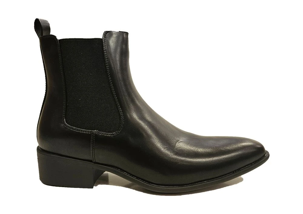 Mens Pull On Chelsea Boots Mens Pointed Toe Smart Ankle Boots Size 7 8 9 10 11 12 Black 2 Mens Pull On Chelsea Boots Mens Pointed Toe Smart Ankle Boots Size 7 8 9 10 11 12 Black - Image 2