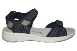 Marco Tozzi Navy Leather Wide Fit Comfort Walking Summer Sandals