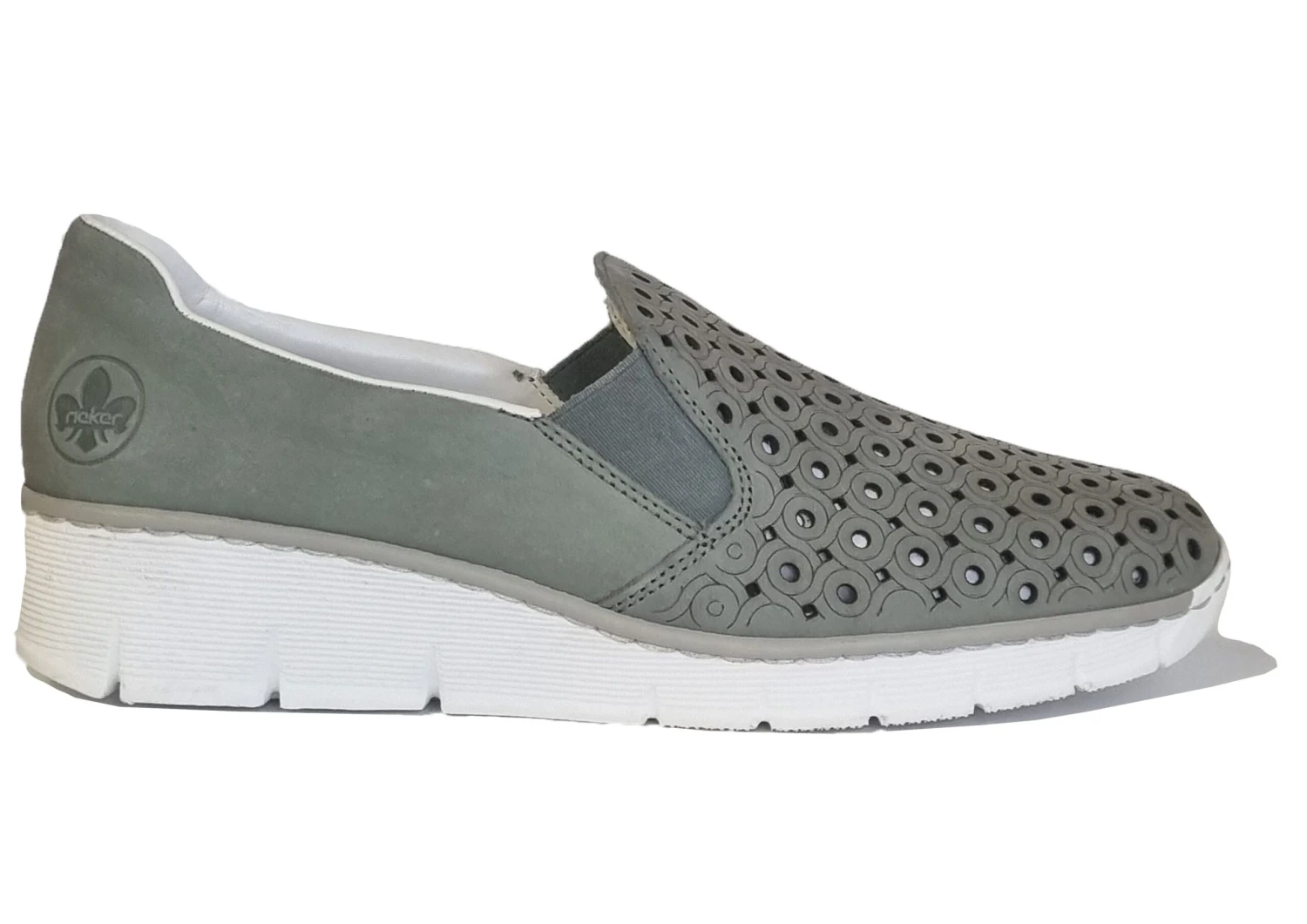 Ladies Rieker Low Wedge Casual Summer Green Leather Slip On Shoes 1 Ladies Rieker Low Wedge Casual Summer Green Leather Slip On Shoes