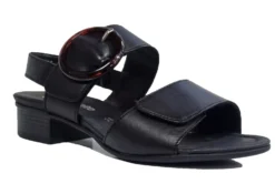 Remonte Low Heel Sandals Womens Easy Fasten Summer Sandals Size 3 4 5 6 7 8 Black