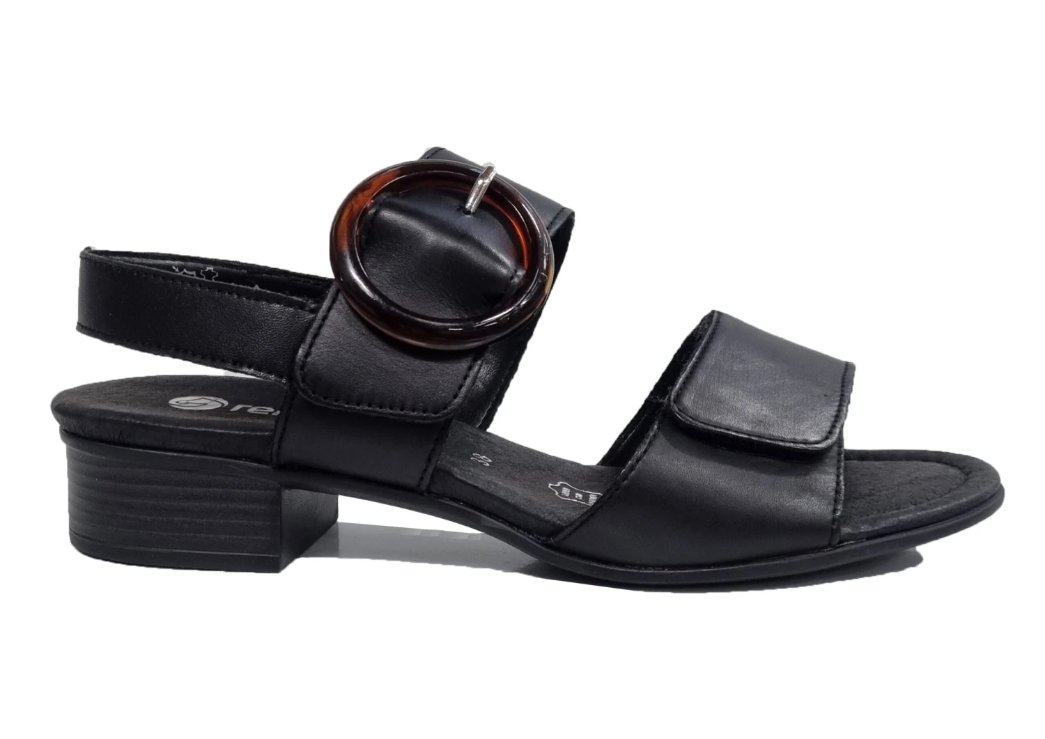 Remonte Low Heel Sandals Womens Easy Fasten Summer Sandals Size 3 4 5 6 7 8 Black 2 Remonte Low Heel Sandals Womens Easy Fasten Summer Sandals Size 3 4 5 6 7 8 Black - Image 2