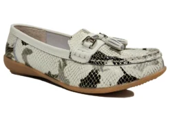 Jo & Joe Helsinki Loafers Womens Leather Slip On Loafers Casual Shoes Size 3 4 5 6 7 8 White