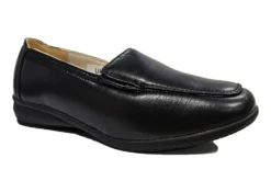 Dr Keller Leather Loafers Black Comfort Low Wedge Shoes Womens Classic Slip On Shoes Size