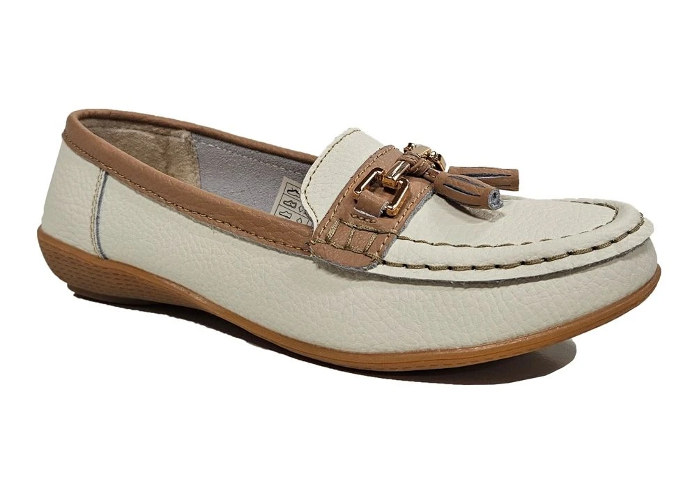 Womens Leather Wide Fit Comfort Tassel Loafers Flat Summer Shoes Size 3 4 5 6 7 8 White 2 Womens Leather Wide Fit Comfort Tassel Loafers Flat Summer Shoes Size 3 4 5 6 7 8 White - Image 2