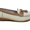 Womens Leather Wide Fit Comfort Tassel Loafers Flat Summer Shoes Size 3 4 5 6 7 8 White