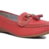 Womens Pink Leather Loafers Wide Fit Comfortable Shoes Size 3 4 5 6 7 8 Coral
