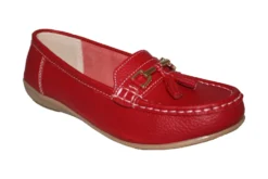 Ladies Red Leather Tassel Loafers Slip On Nautical Boat Shoes Size 3 4 5 6 7 8