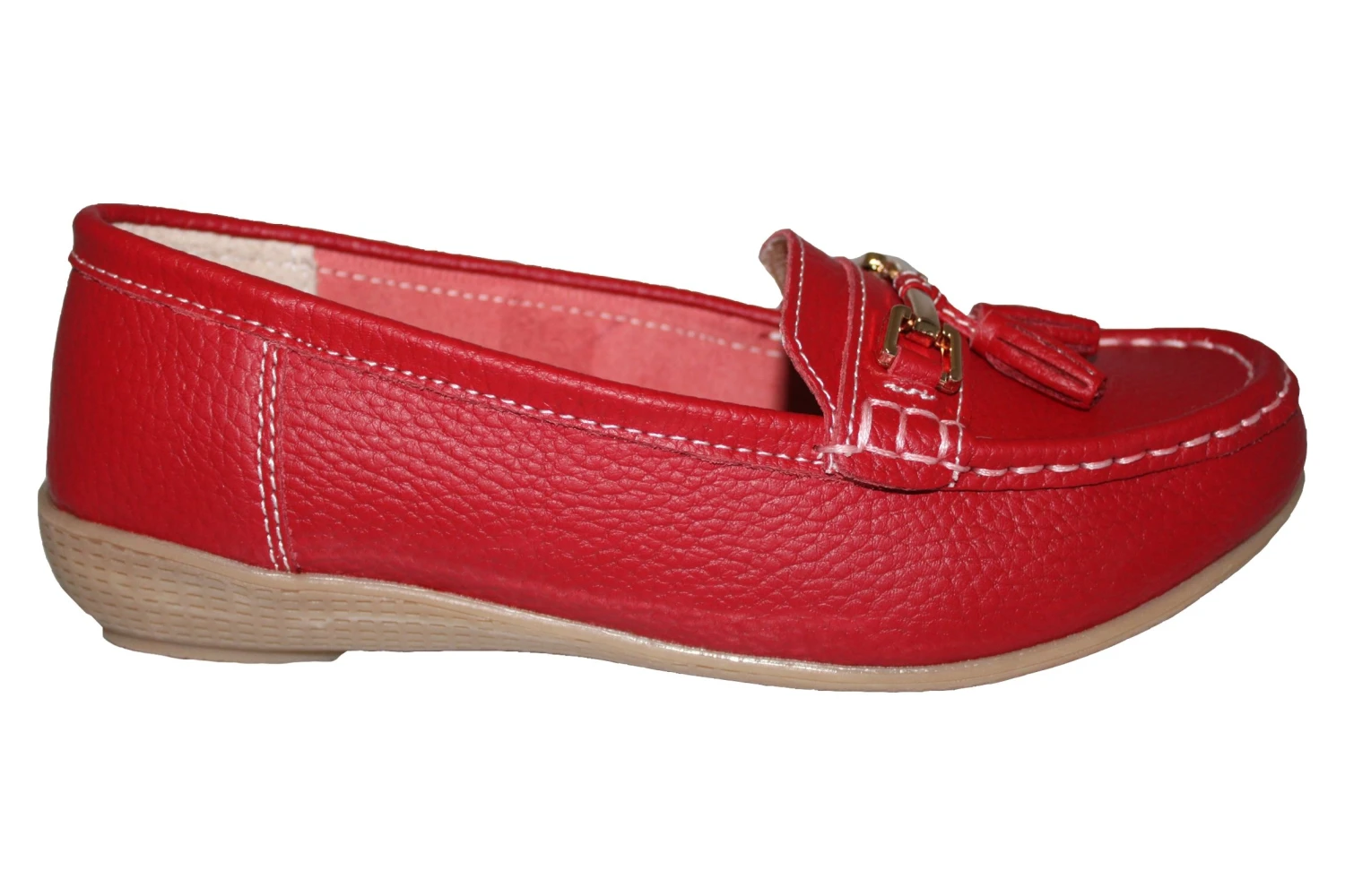 Ladies Red Leather Tassel Loafers Slip On Nautical Boat Shoes Size 3 4 5 6 7 8 2 Ladies Red Leather Tassel Loafers Slip On Nautical Boat Shoes Size 3 4 5 6 7 8 - Image 2