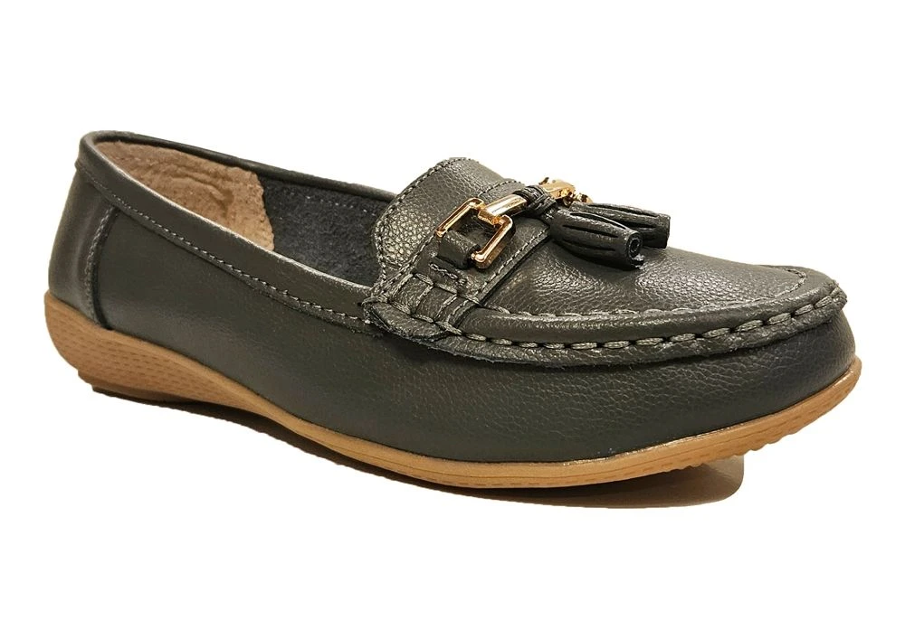 Womens Leather Wide Fit Comfort Tassel Loafers Flat Summer Shoes Size 3 4 5 6 7 8 Grey 1 Womens Leather Wide Fit Comfort Tassel Loafers Flat Summer Shoes Size 3 4 5 6 7 8 Grey