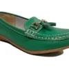 Womens Leather Wide Fit Comfort Tassel Loafers Flat Summer Shoes Size 3 4 5 6 7 8 Green