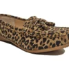 Womens Leather Wide Fit Comfort Tassel Loafers Flat Summer Shoes Size 3 4 5 6 7 8 Leopard