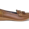 Womens Tan Leather Loafers Wide Fit Comfortable Shoes Size 3 4 5 6 7 8