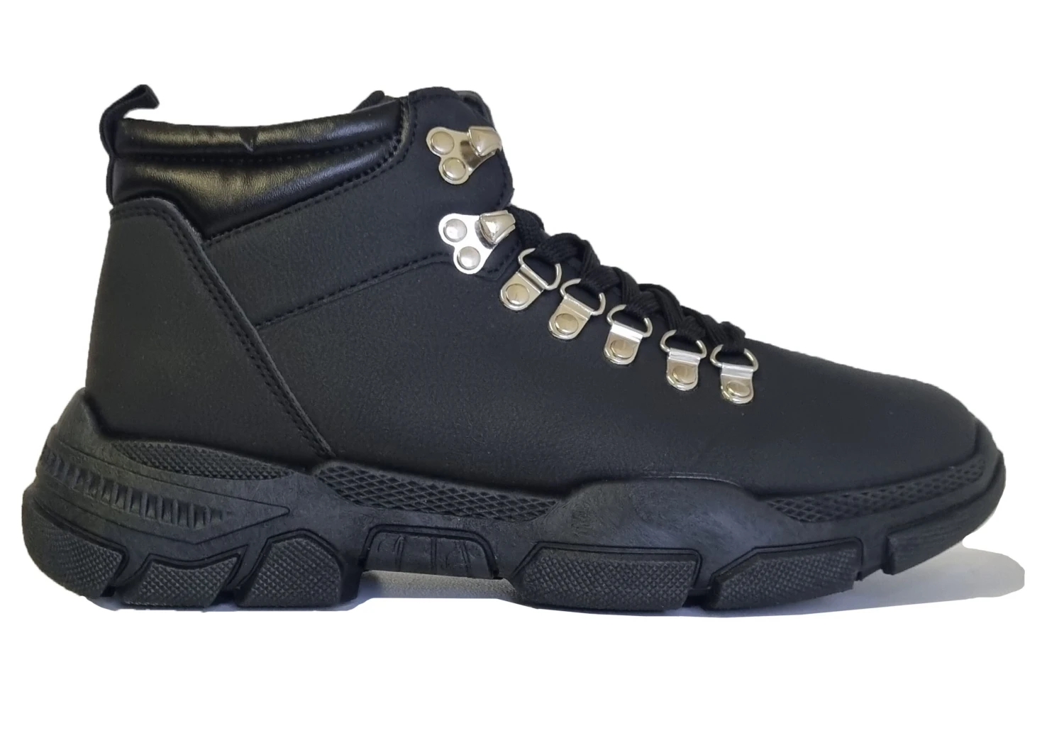 Mens Boots Black Lace Up Casual Hiking Walking Fashion Shoe Boots Size UK 2 Mens Boots Black Lace Up Casual Hiking Walking Fashion Shoe Boots Size UK - Image 2