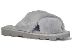 Jo & Joe Ladies Grey Fleece Lined Mule Comfort Slippers